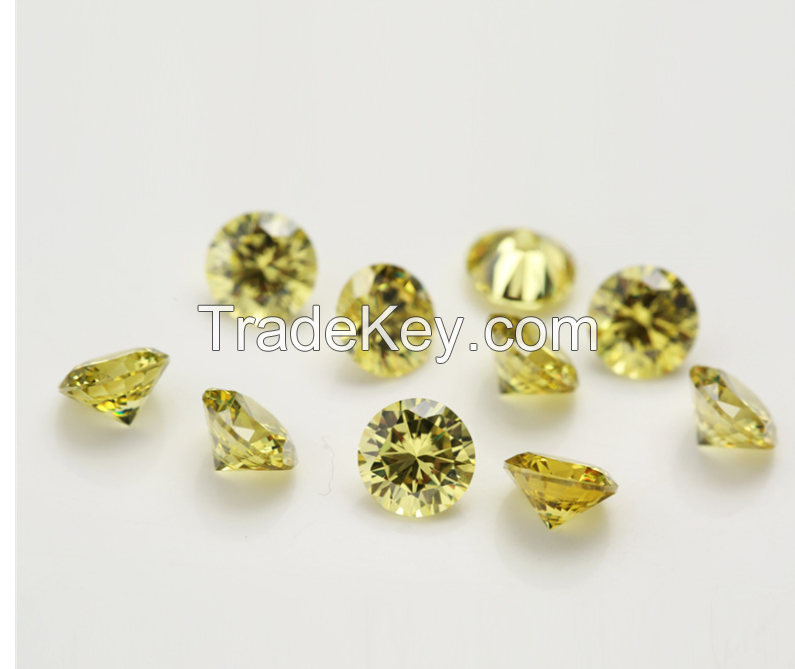 Wuzhou gemstone round colored zircon artificial gemstone cubic zirconia jewelry loose stone