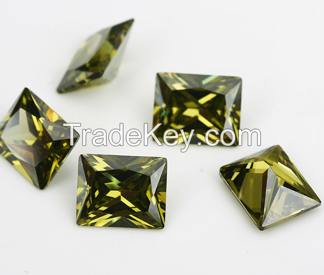 Wuzhou gemstone rectangular right-angle colored zircon man-made gemstone cubic zirconia