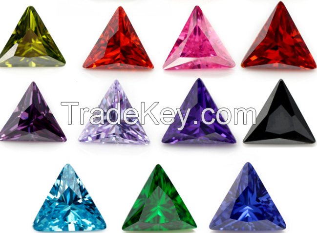 Wuzhou man-made gemstone triangular right-angle colored zircon combined with cubic zirconia