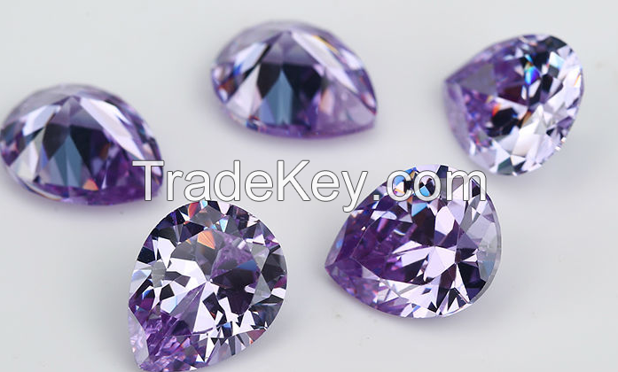  5A Wuzhou Gemstones, pear-shaped colored zircon, artificial gemstones, cubic zirconia
