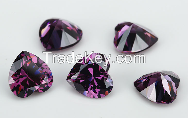 Wuzhou gemstones, heart-shaped colored zircon, man-made gemstones, cubic zirconia