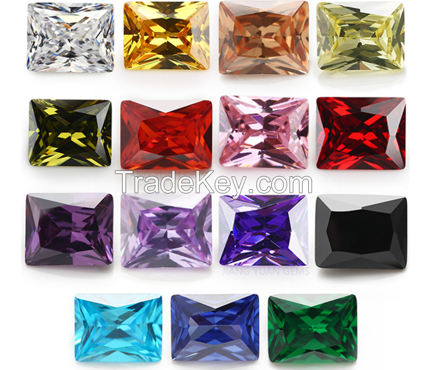 Wuzhou gemstone rectangular right-angle colored zircon man-made gemstone cubic zirconia