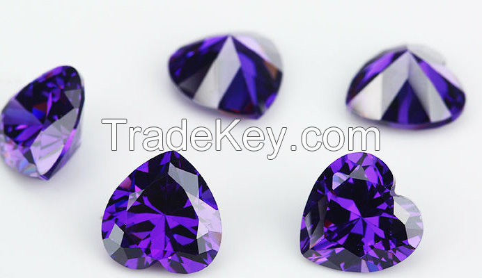 Wuzhou gemstones, heart-shaped colored zircon, man-made gemstones, cubic zirconia