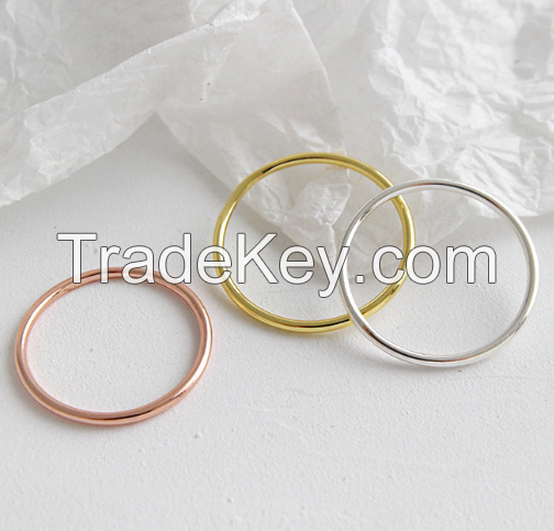 1.2 Line Ring South Korea S925 Sterling Silver Fine Ring Glossy Line Ring INS Korean Version Student Simple Silver Ring