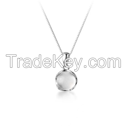 925 sterling silver cat's eye stone circular necklace, women's white jade marrow pendant, light luxury, niche clavicle chain manufacturer, direct sales and wholesale