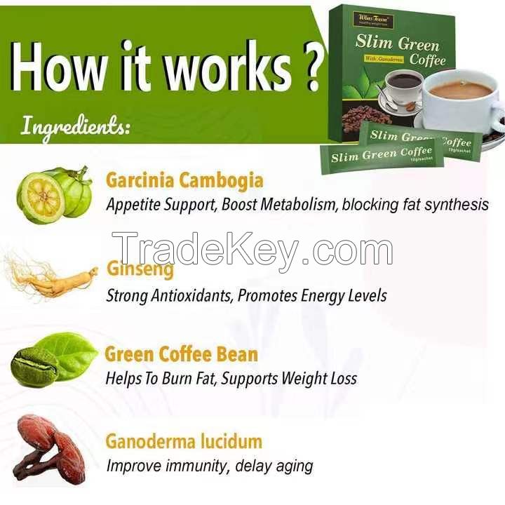 Slim green Coffee Winstown slimming natural herbs diet private label weight loss instant Ganoderma coffee