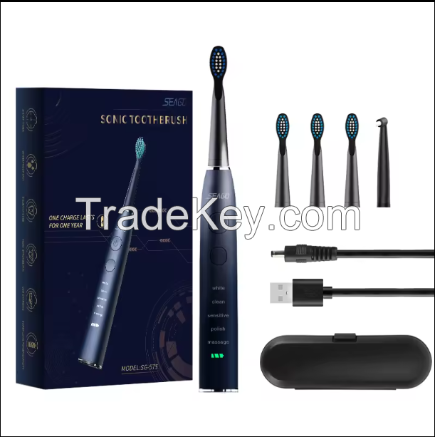 JIDENG electric toothbrush, SG-575 rechargeable sonic electric toothbrush 300 days battery life IPX7