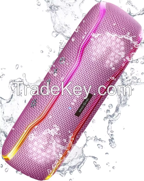 Portable Bluetooth Speaker IPX7 Waterproof Wireless Speaker with Colorful Flashing Lights, 25W Super Bass 24H Playtime