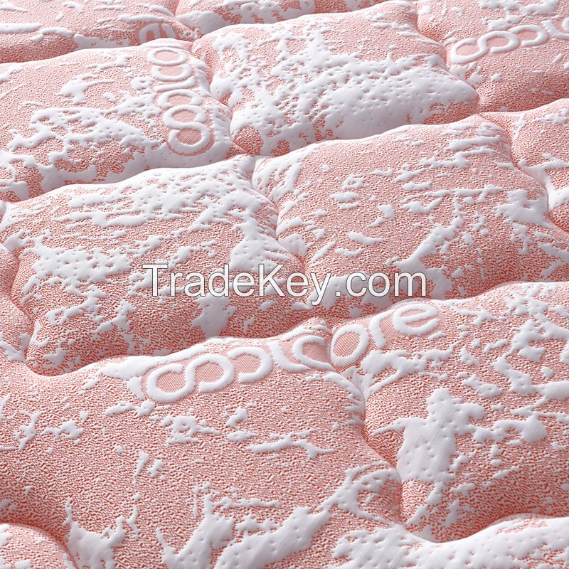 Wholesale pink cool cloth latex mattress triple spine mattress independent bagged spring mattress for teenagers.