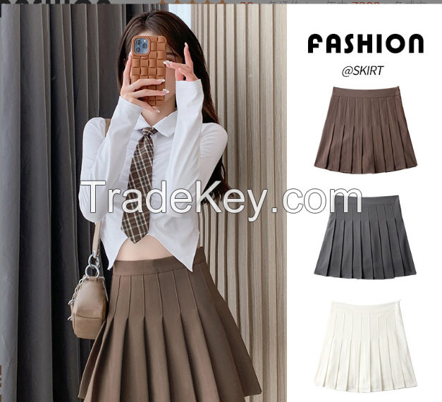pleated skirt high waist skirt