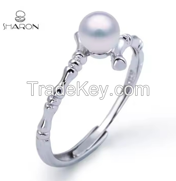 Fantasy Freshwater Pearl Sterling Silver Branch Adjustable Piston Ring Mountings