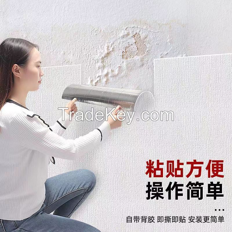 50M gray wall special wallpaper self-adhesive waterproof moisture-proof mildew 3d three-dimensional wall pasted bedroom refurbished wall stickers