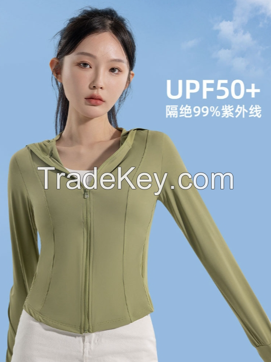 2024 banana under the same slim-fit sunscreen clothing women's summer UV resistant ice silk breathable exercise slimming sunscreen clothing