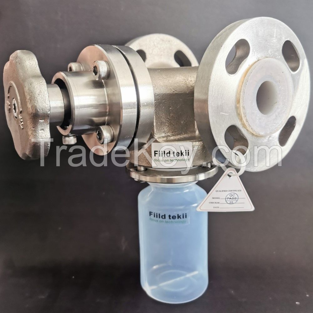 1" PFA Lined Inline Sampling Valve with Matching PFA Sampling Bottle Corrosion Resistance and High Cleanliness T Type Sampling System