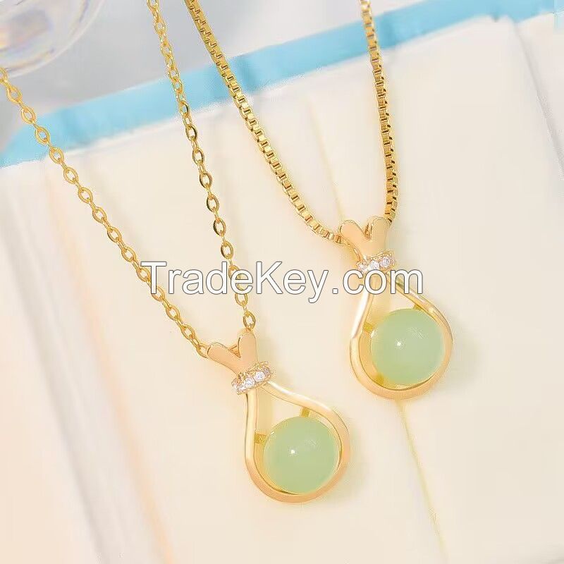 Hotan Jade Pendant Necklace Small Group Design High level Friend Temperament Versatile