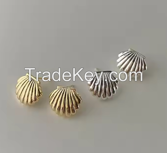 Korean Style Ocean Shell Earring Silver Gold Metal Earrings For Women Statement Fashion Earrings Jewelry Accessories