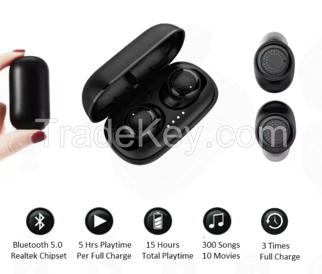 Guangdong Super mini true wireless earphone HR blootooth headset headphone with rechargeable battery case