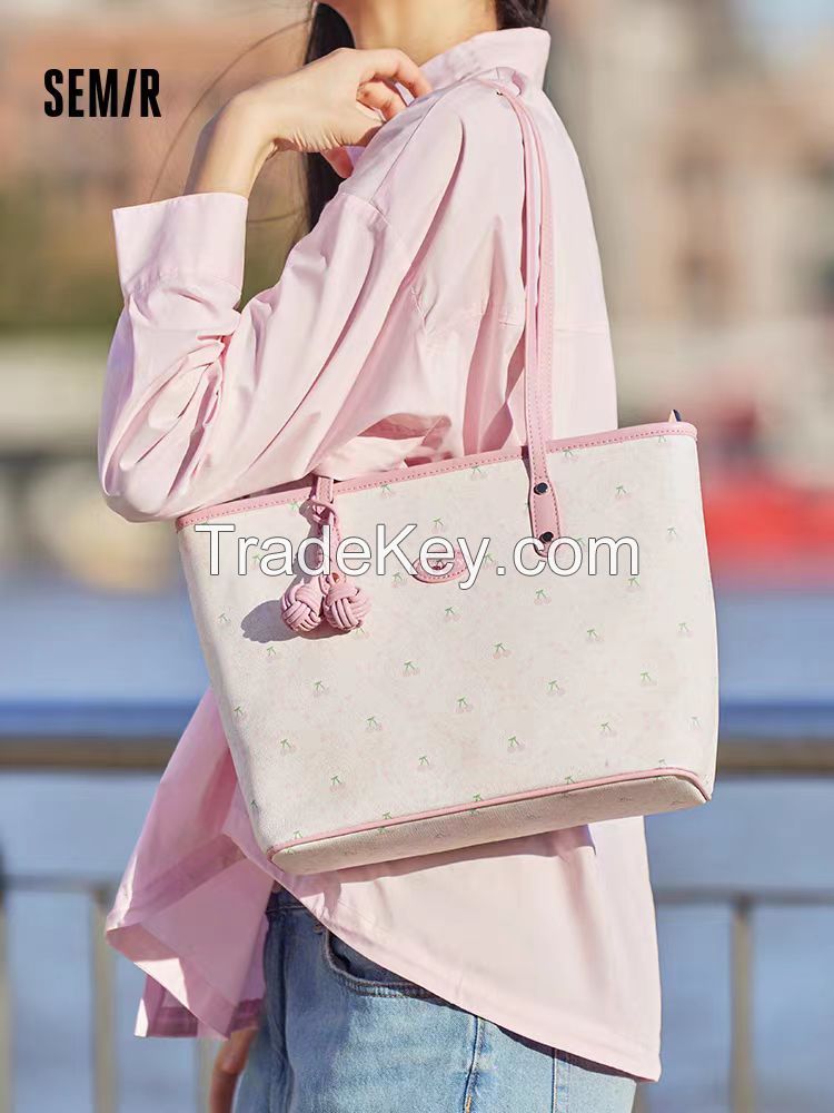 Semma bag Tote bag female cherry series 2024 new fashion full print Presbyterian shoulder bag large capacity female bag