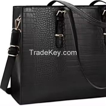 Laptop Bag for Women 15.6 inch Laptop Tote Bag Leather Classy Computer Briefcase for Work Waterproof Handbag Professional Should