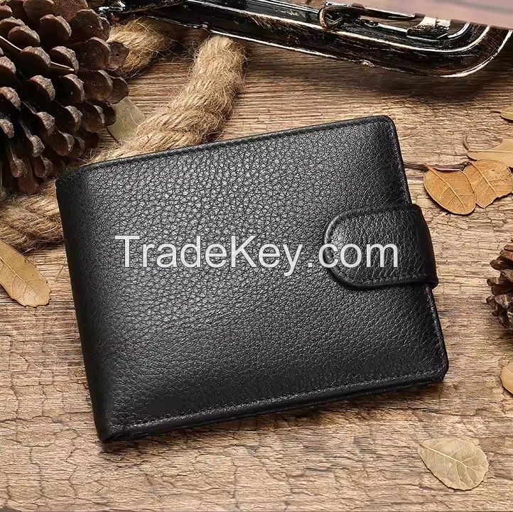 Wholesale Custom genuine leather rfid wallets for men small men's wallet in genuine leather