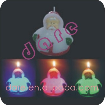 santa claus shape LED color changing candle