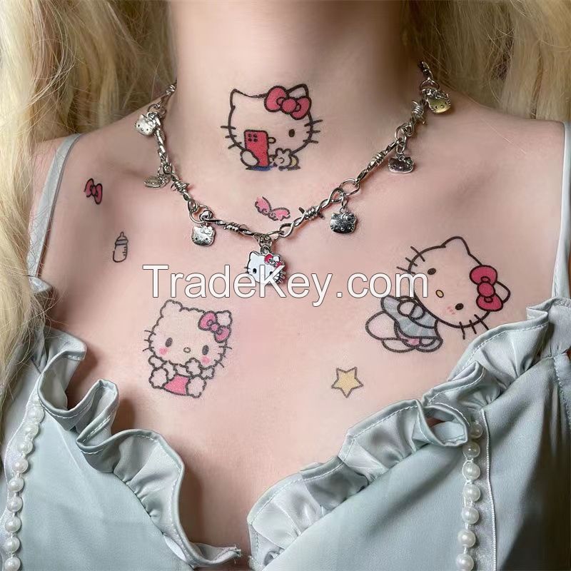 Hello Kitty homemade Burr Thorn metal necklace sweet and spicy retro Y2K Spice Girl Necklace trend