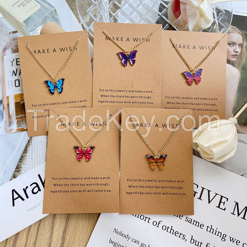 Europe and the United States cross-border sales of Bohemian alloy butterfly pendant necklace pendant set collarbone chain collar decoration card