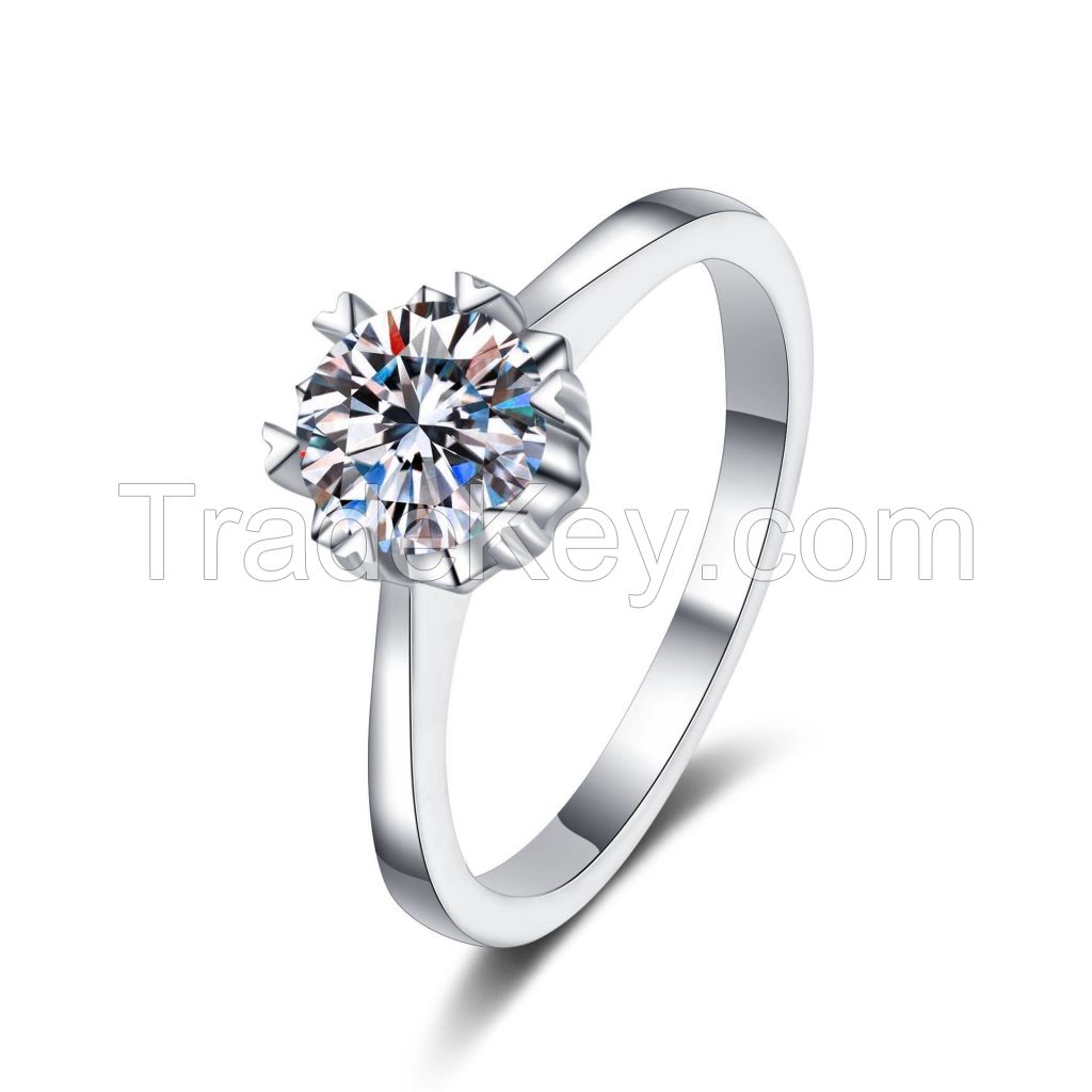 Custom Factory Wholesale Price 925 Silver Jewelry with GRA 925 Sterling Sliver D VVS Moissanite Rings in Bulk for Engagement