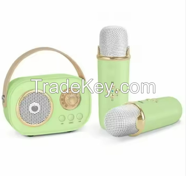 Mini Portable Bluetooth Karaoke Speaker Wireless Microphone 6 Sound Modes Smart Speakers Kids Home Party Birthday Gifts Girls