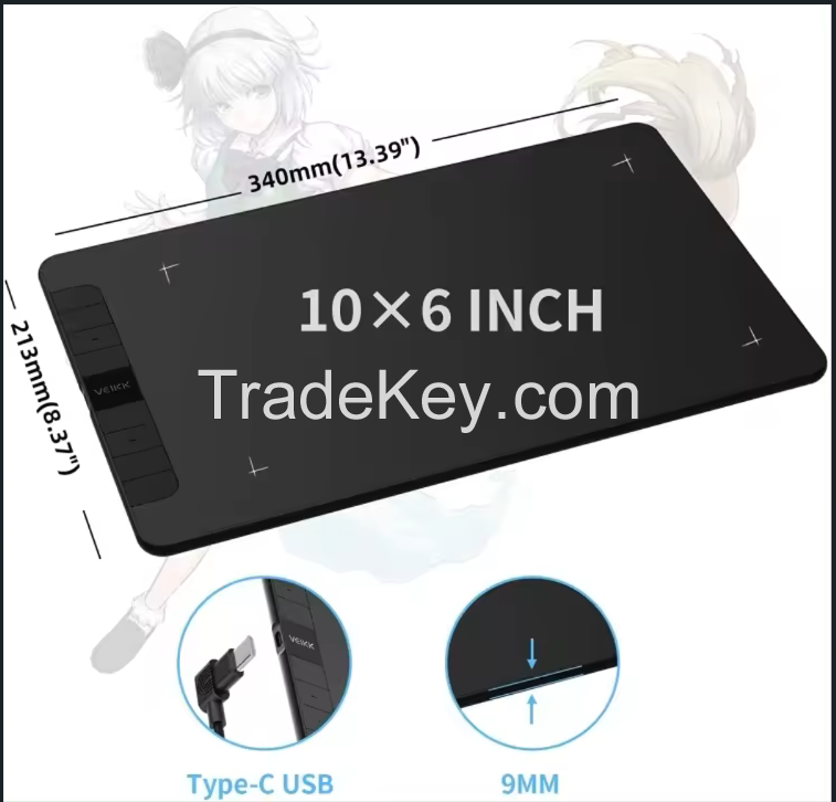 Graphic Tablet Type-c Interface 10x6 Inch 5080 LPI Smart Touch Drawing Tablet Graphic Tablet
