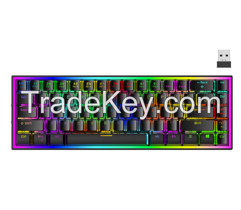 Kusselau 68 Keys Bluetooth Gaming Keyboard RGB Backlit Outemu Switch Red Switch 65% Wireless Mechanical Keyboard