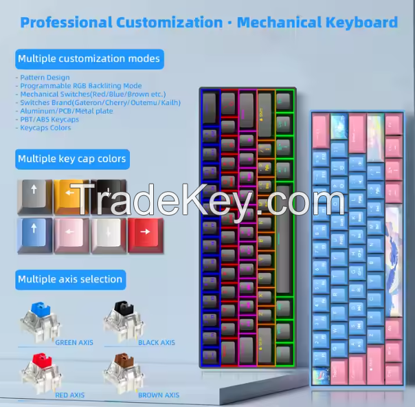 Cuso Factory Sells Gaming Keyboard 60% Blue Switch Backlight Teclado Gamer 60% 61 Keys Custom Mechanical Keyboard for Gaming