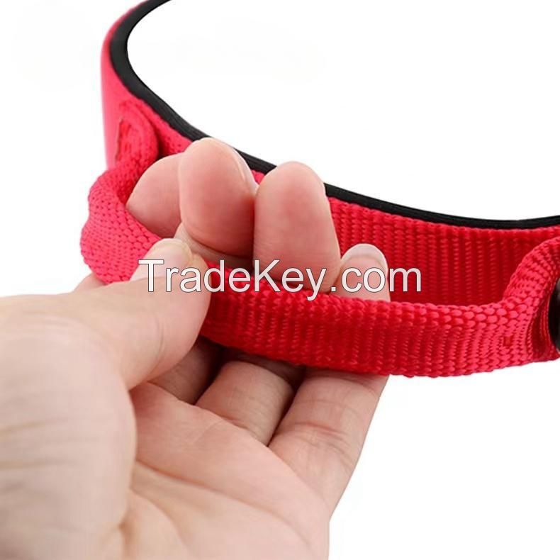 Adjustable Tactical Nylon Pet Training Neoprene Padded Dog Collar with Handle