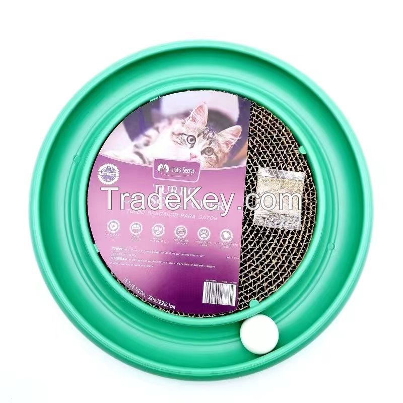 Factory Pet Toys Durable Interactive Turbo Cat Round Scratcher with ball