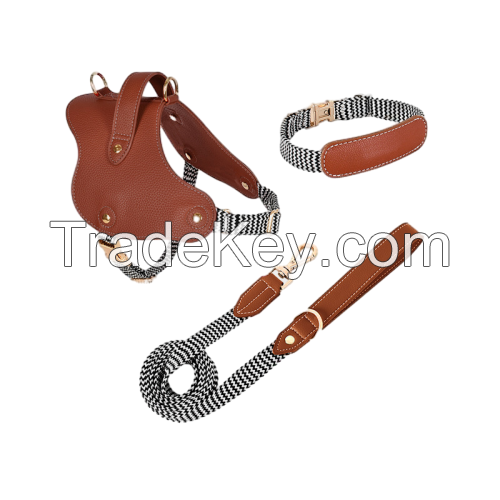 Adjustable  Pet Training leather Dog Collar harness leash