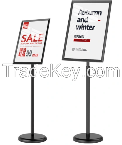 Sign Stand Adjustable Pedestal Sign Holder Stand Snap-Open Frame