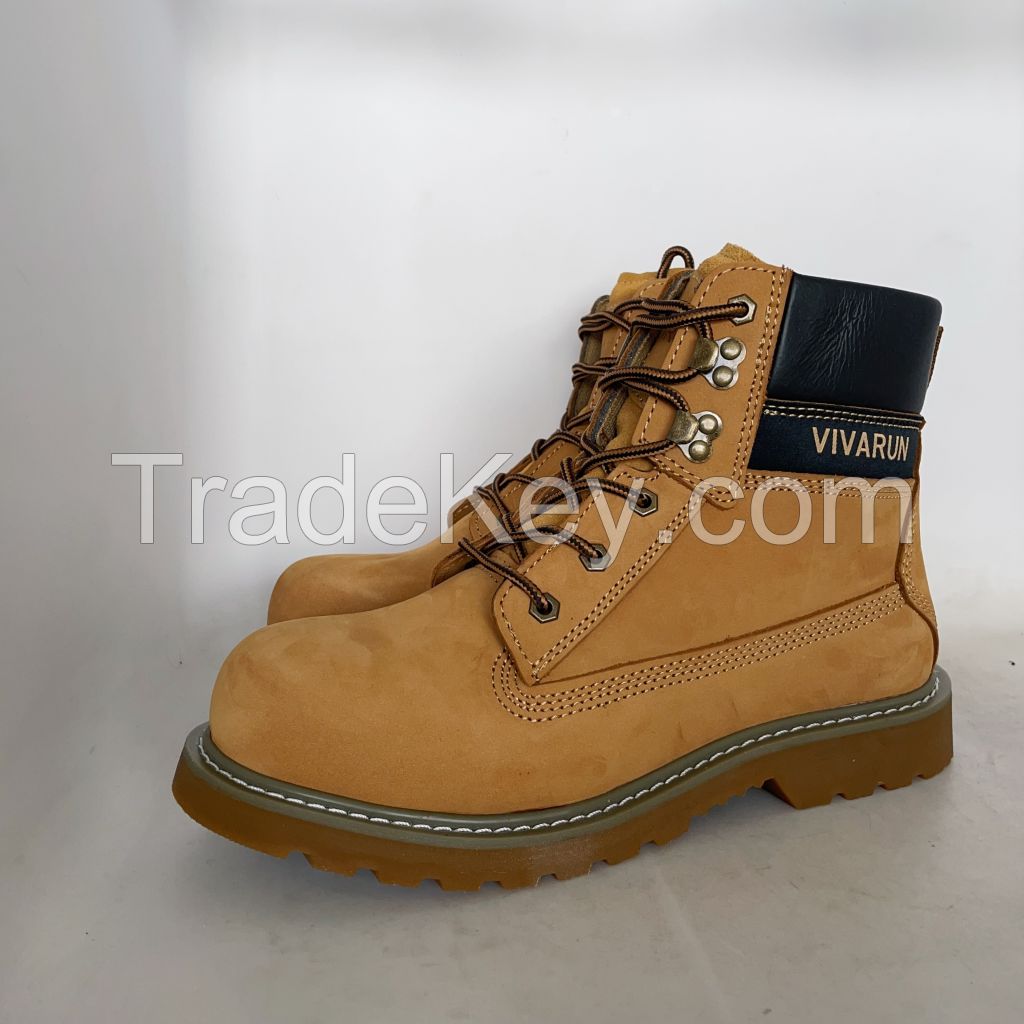 Men steel toe coyote leather made in China work safety boots