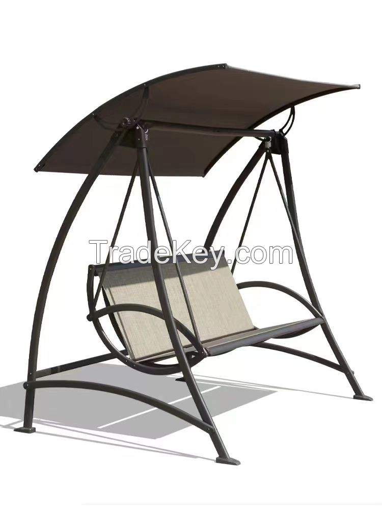 2-Seat Patio Swing Chair, Outdoor Porch Swing with Adjustable Canopy and Durable Steel Frame, Patio Swing Glider for Garden, Deck, Porch, Backyard