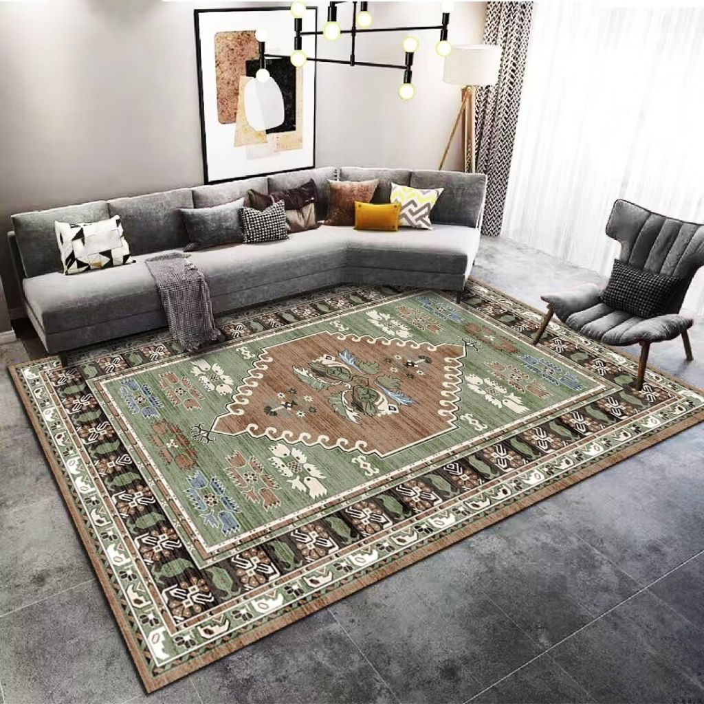 Olive Green Living Room Carpet Persian Rug