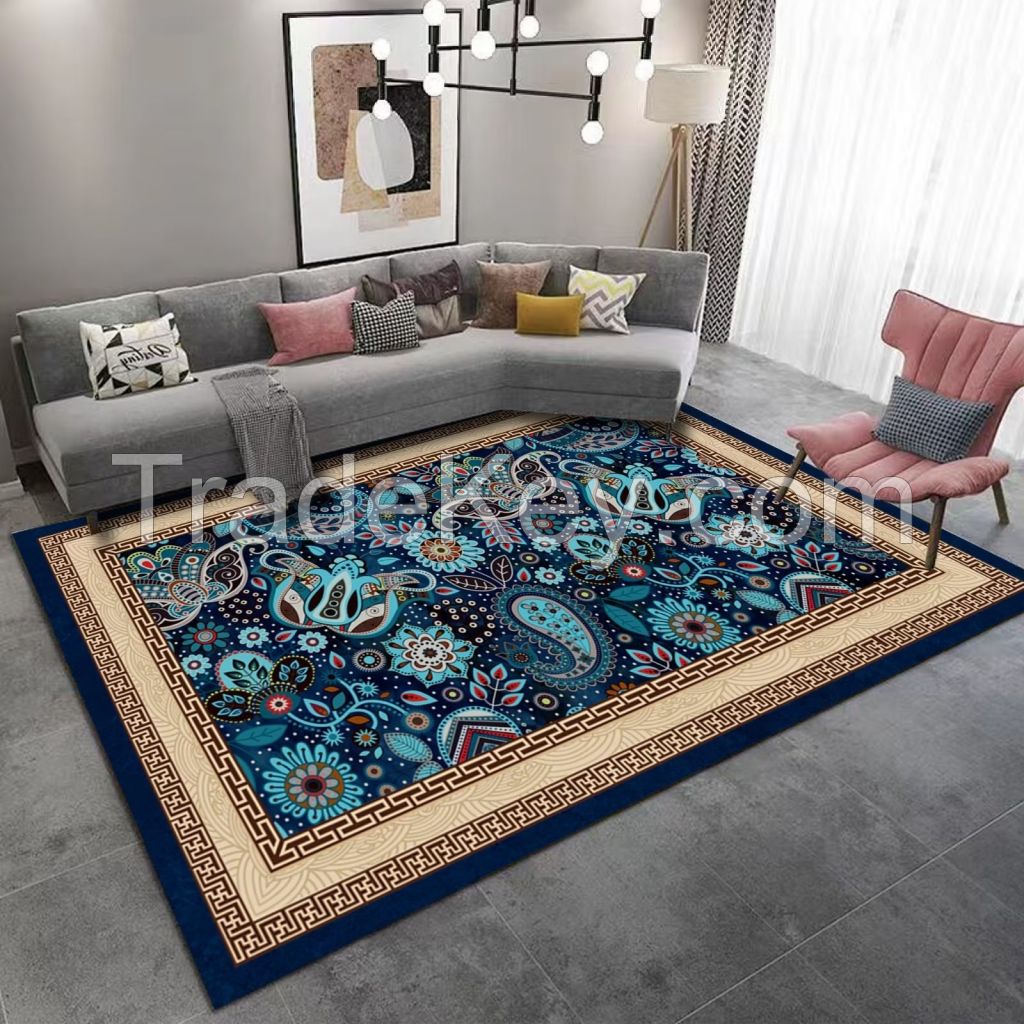 Chinese style red printed rug for home decor