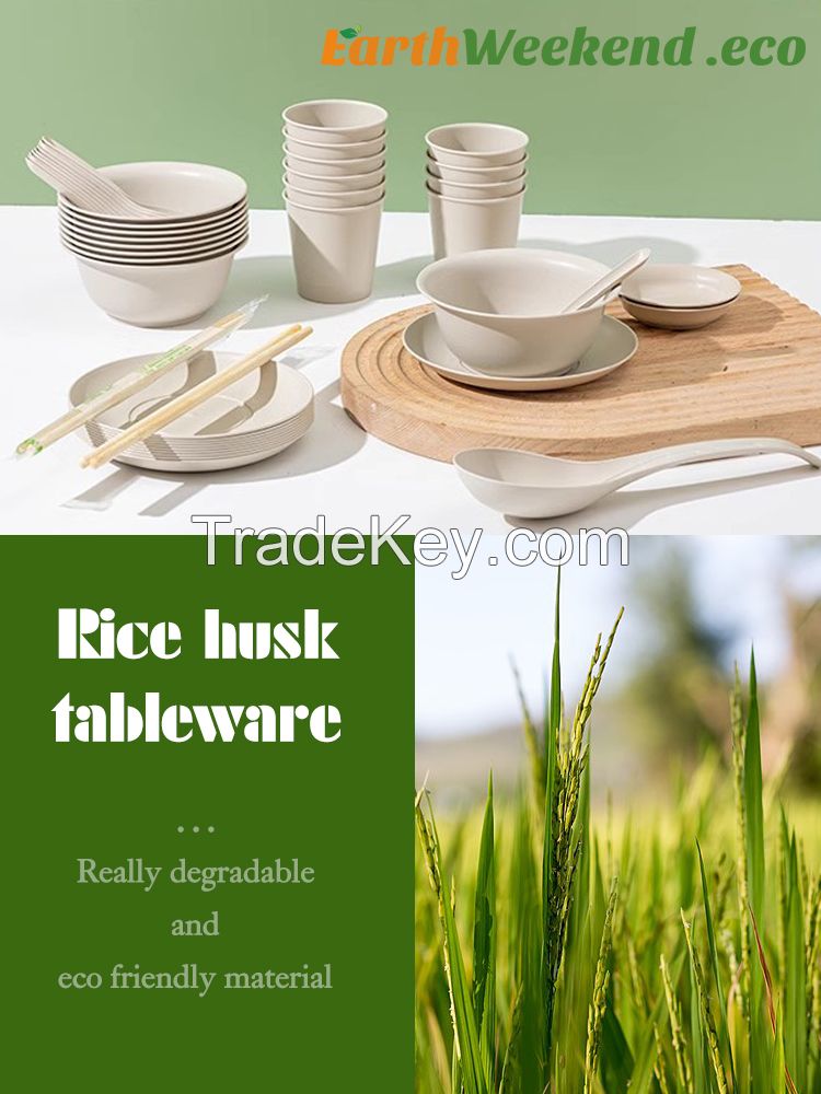 Disposable rice husk tableware set/biodegradable tableware/dinner tableware set