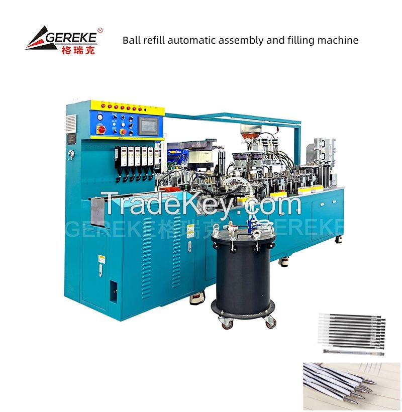 Ball point pen refill automatic assembly and filling machine