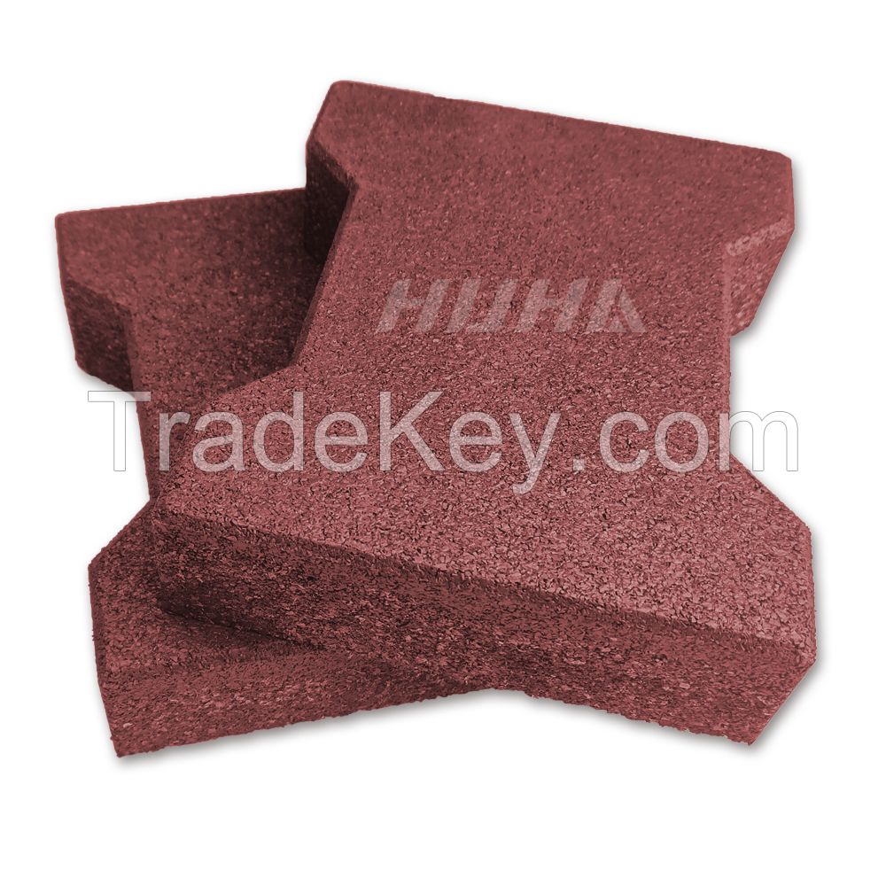 Factory HUHA 25mm Rubber pavers outdoor anti-slip durable dog bone rubber tiles protective outdoor rubber playground flooring