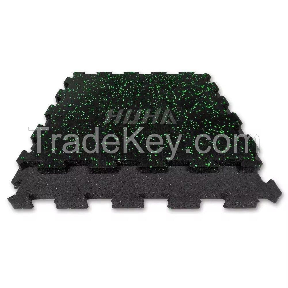 Guangzhou Factory Anti-slip Interlocking gym rubber floor Easy installation Puzzle rubber mats for gym shock absorption gym mat