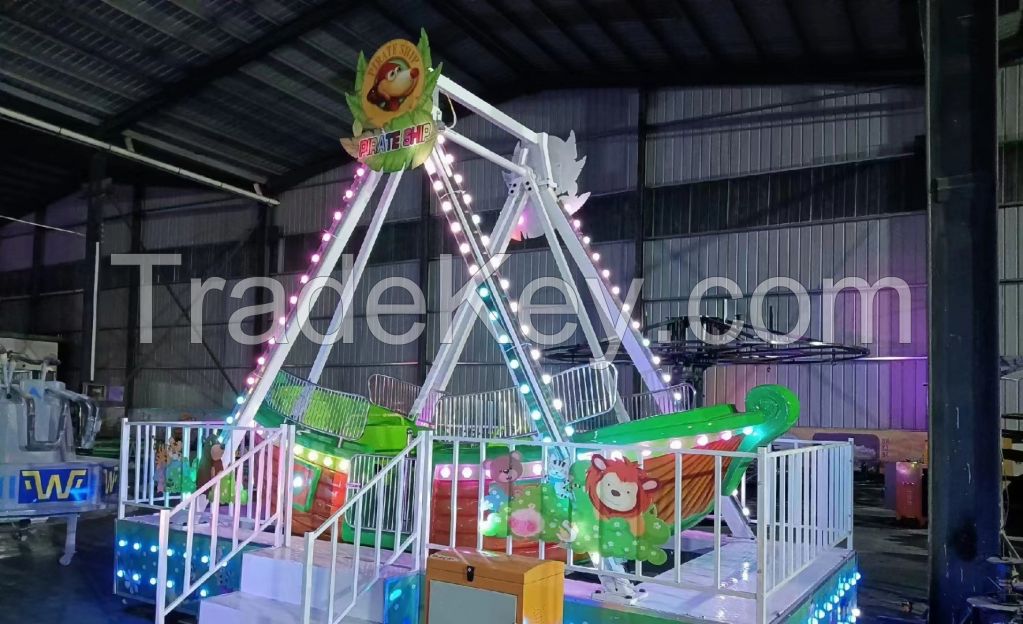 Playground Rides Outdoor Amusement Park Kiddie Pirate Ship With Trailer