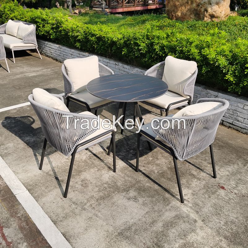 LH2109 outdoor ropes dining chair 8-10 seater long table