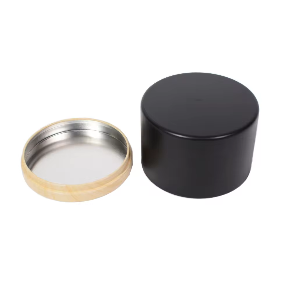 Round Candle Tin Box with Lid for Filling Candles Recyclable Matte Black White Silver Rose Gold Empty Round Metal Tea Candle Jar