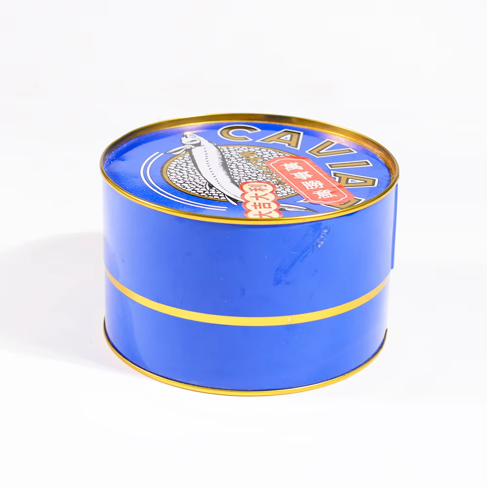 Wholesale Round Food Grade Packaging Metal Caviar Tin Box Customized Printed Sturgeon Caviar Cans Empty Caviar Tins