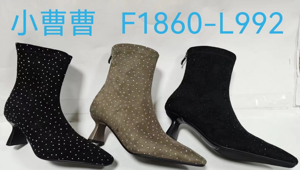 Womens Rhinestone Suede Ankle Boots Elegant and Sparkling F1860-L992