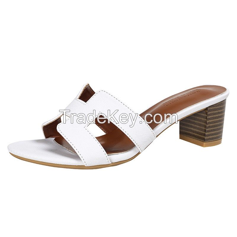 Classic Open Toe Block Heel Mules Versatile summer sandals